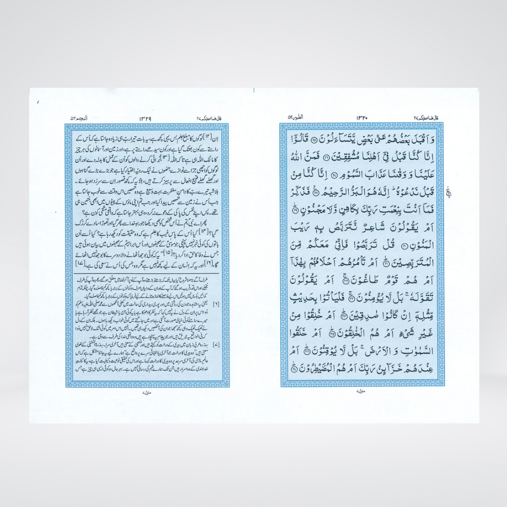 2B dual color Quran Majeed page preview with Urdu translation