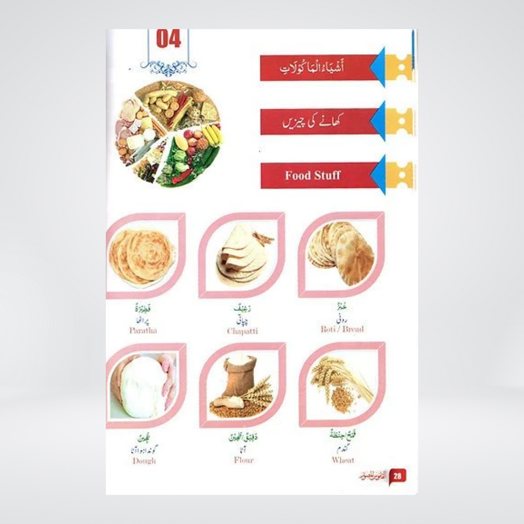 Al-Qamoos Ul Musawar food vocabulary sample page