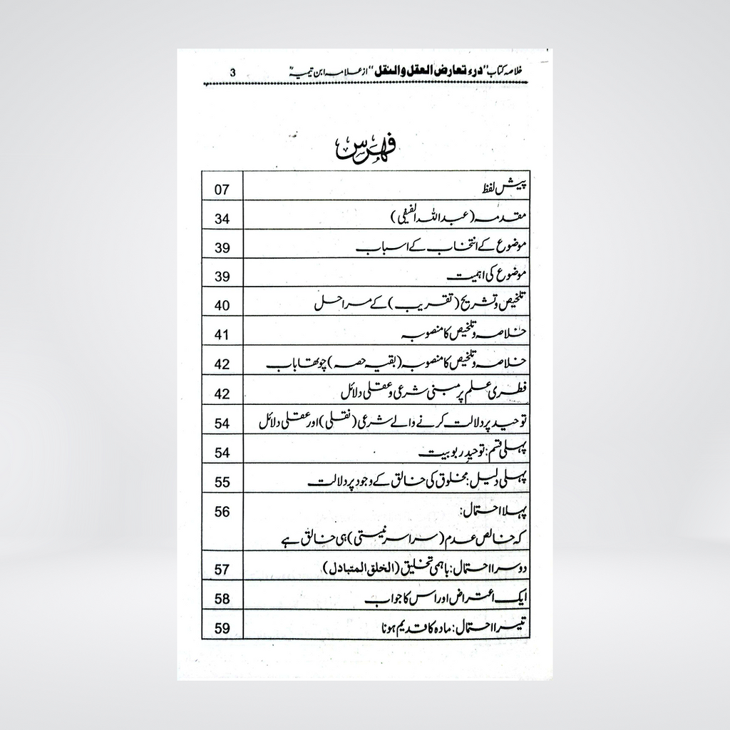Dar Ta'arud al-Aql wa al-Naql Urdu Summary | Ibn Taymiyyah