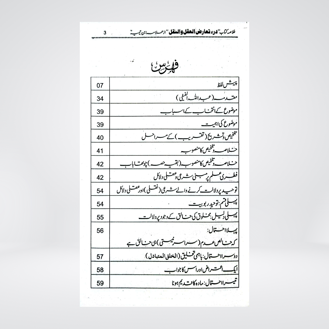 Dar Ta'arud al-Aql wa al-Naql Urdu Summary | Ibn Taymiyyah