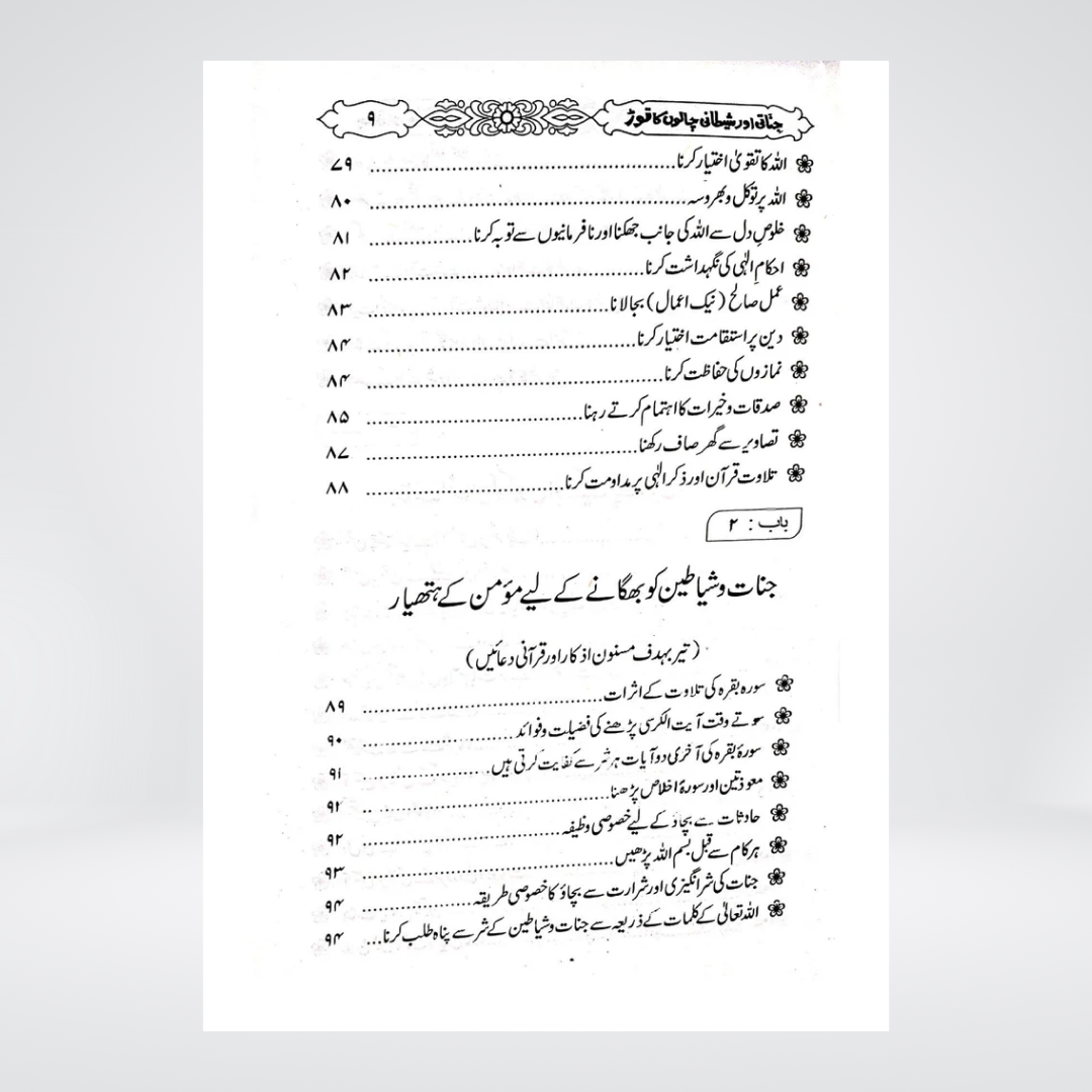 Jinnati Aur Shaitani Chalon Ka Tor second contents page