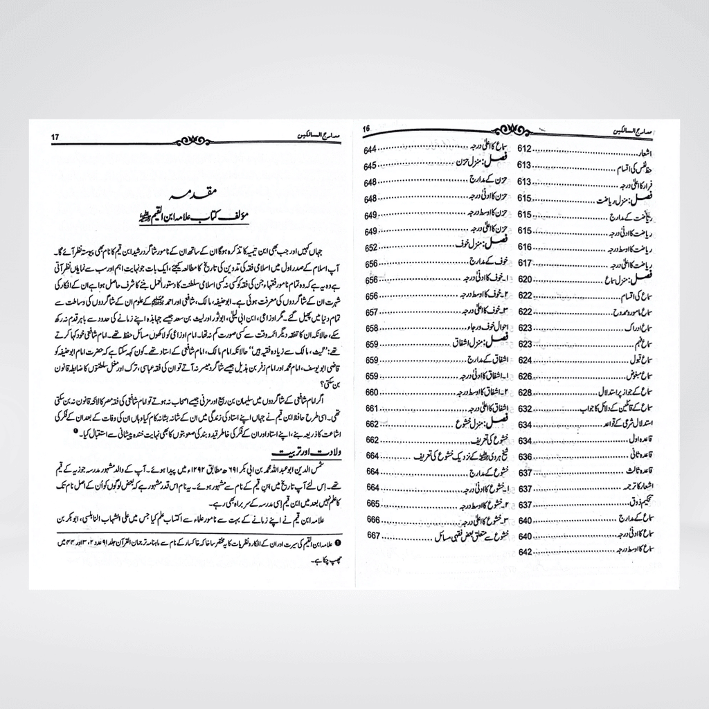 Madarij-us-Salikeen Urdu spiritual development book page spread