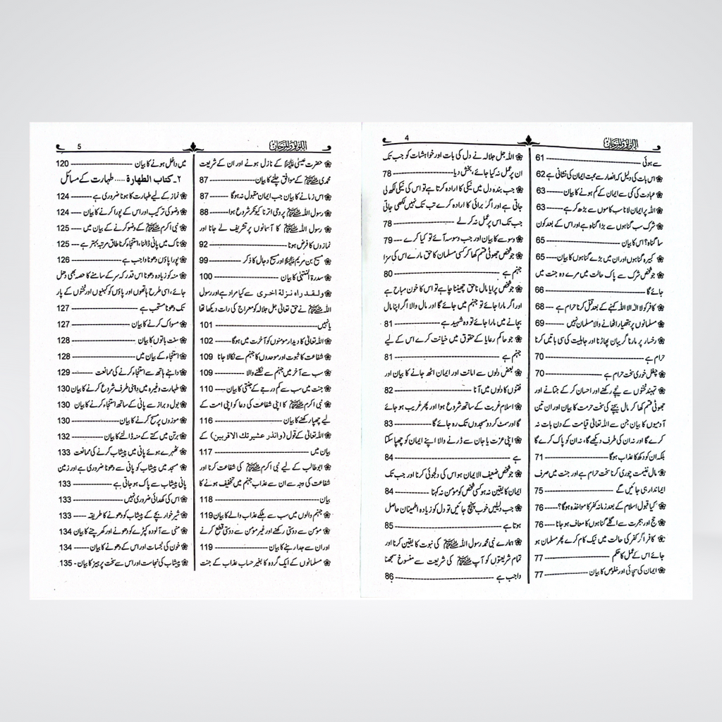 Al Lulu Wal Marjan Urdu back cover with Maktaba Quddusia publisher details