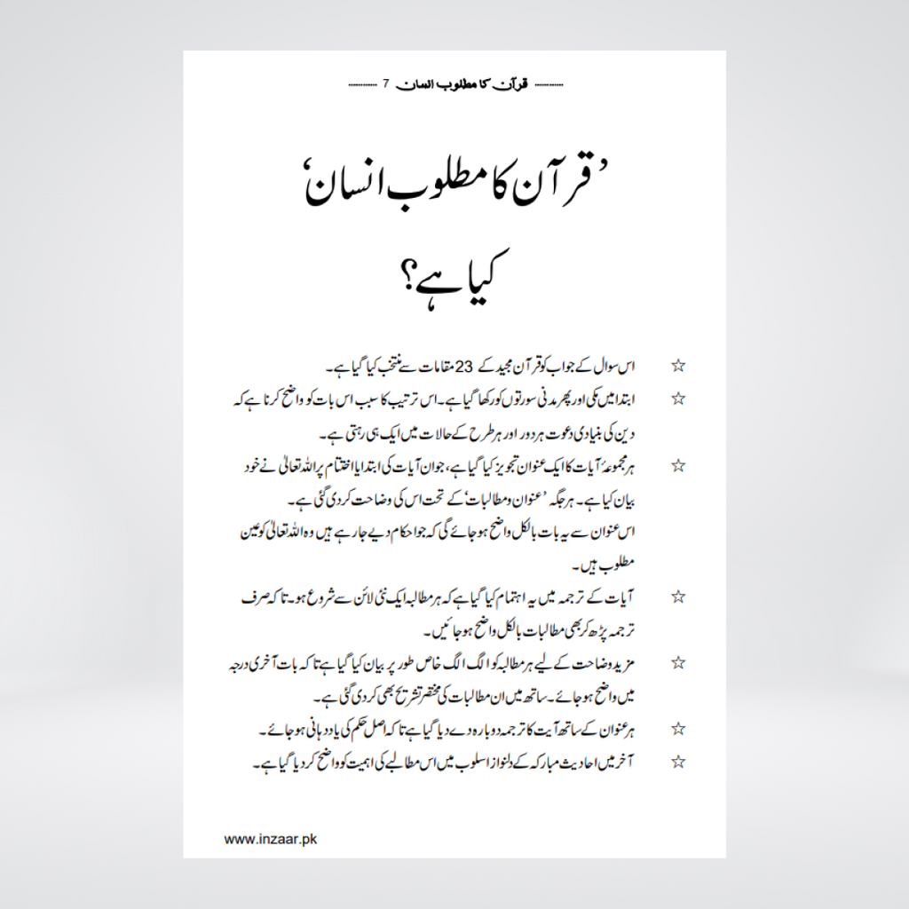 Inside pages of Quran Ka Matloob Insan Urdu book