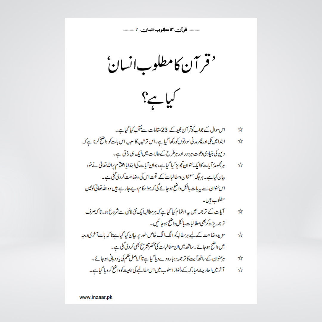 Inside pages of Quran Ka Matloob Insan Urdu book