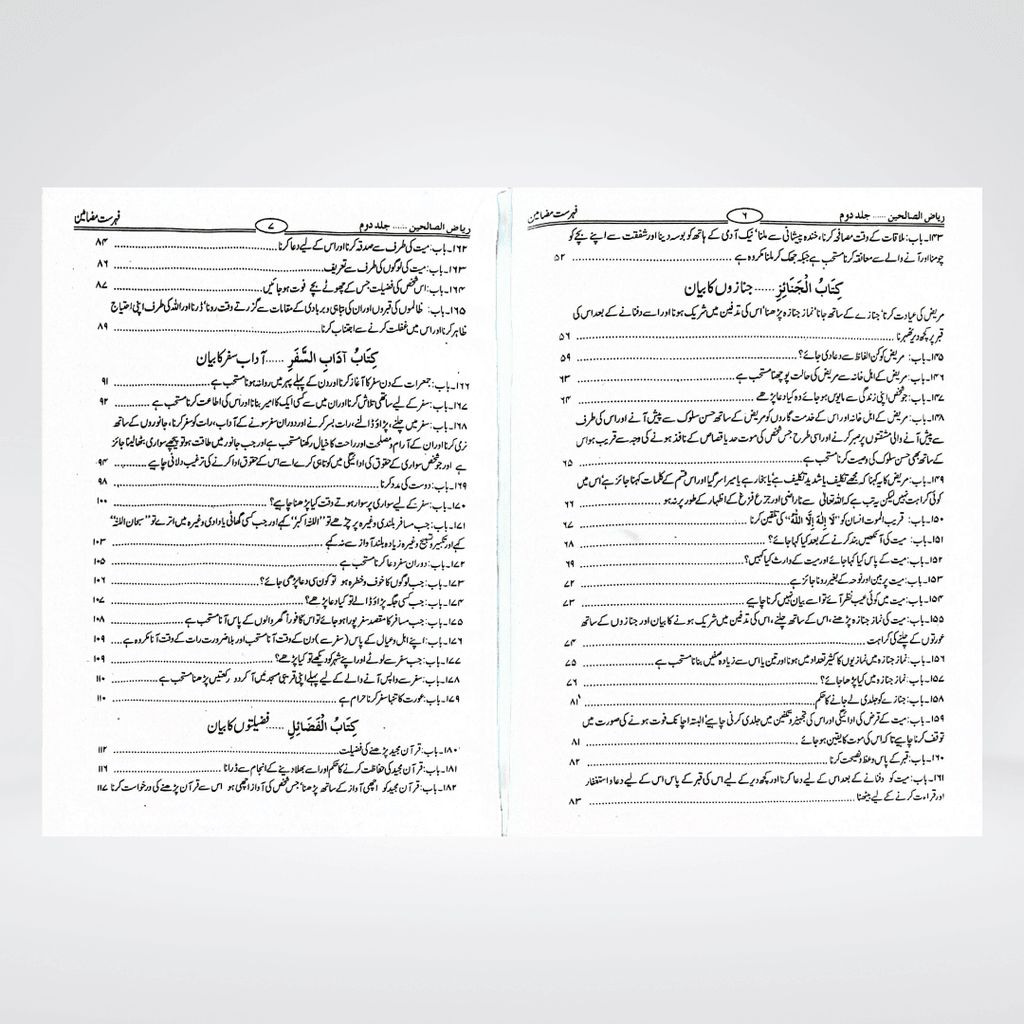 Riyaz us Saliheen Urdu inside page showing Hadith topic chapter heading