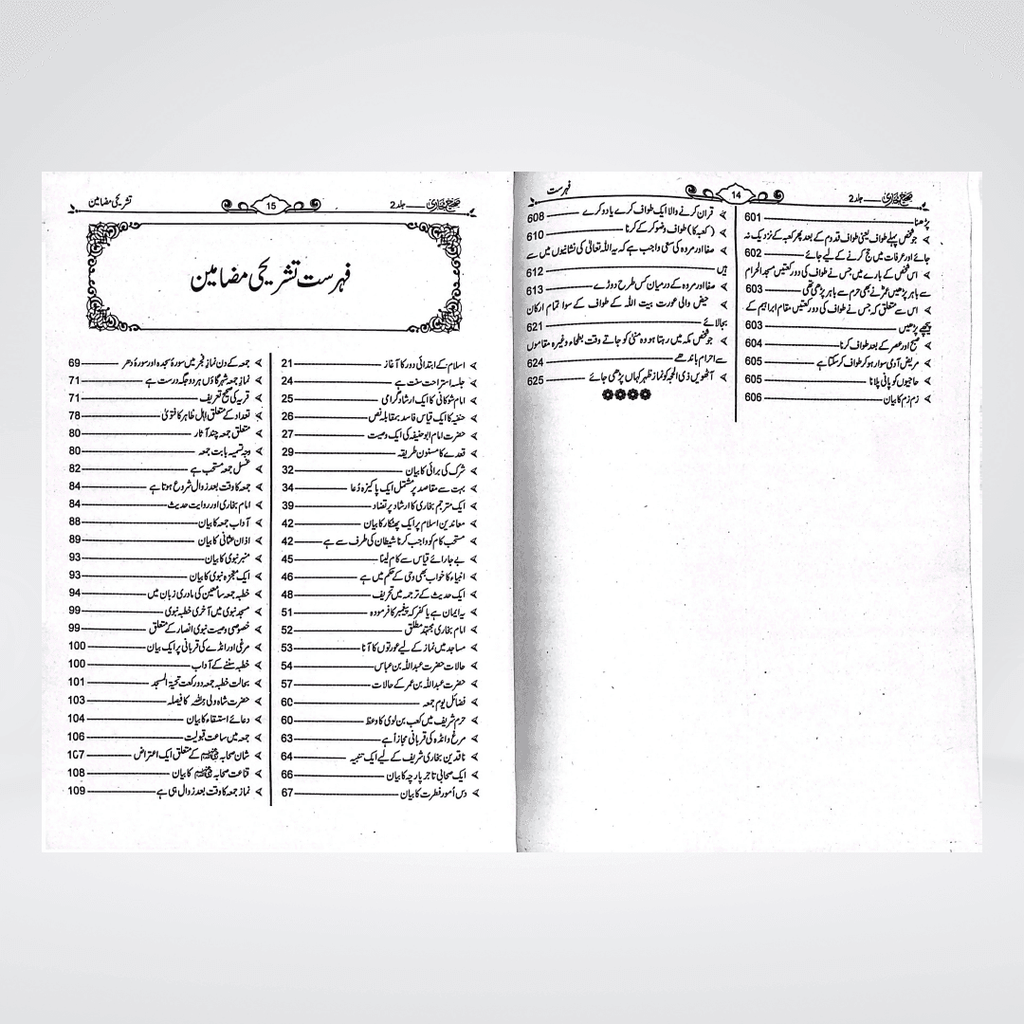 Sahih Bukhari Urdu chapter heading layout in Urdu and Arabic