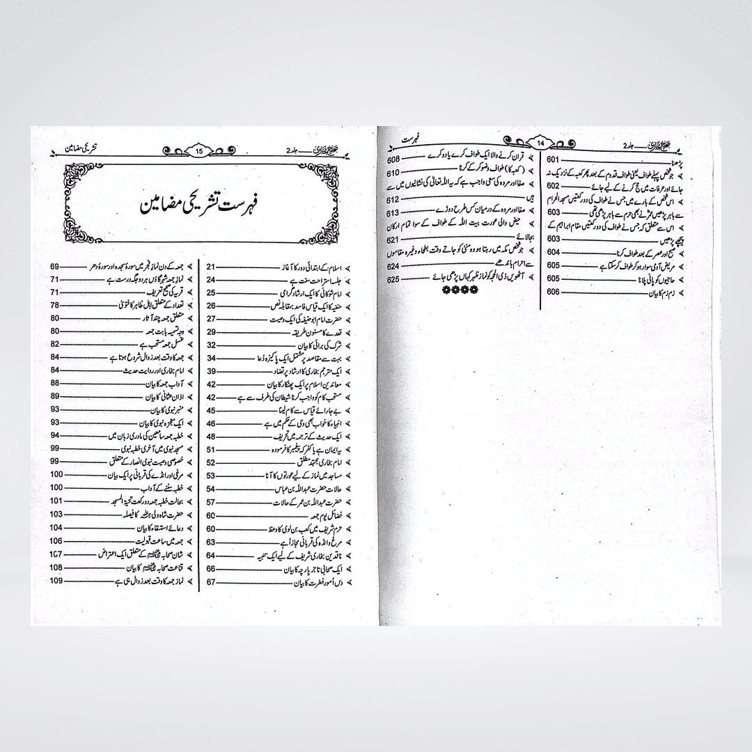 Sahih Bukhari Urdu chapter heading layout in Urdu and Arabic
