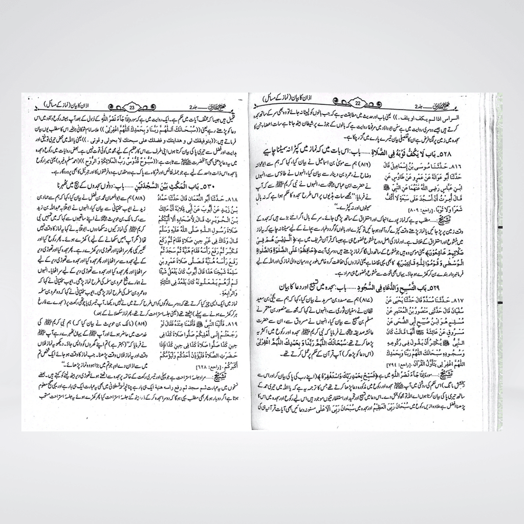 Sahih Bukhari Urdu back cover of a single volume with Maktaba Quddusia publisher mark
