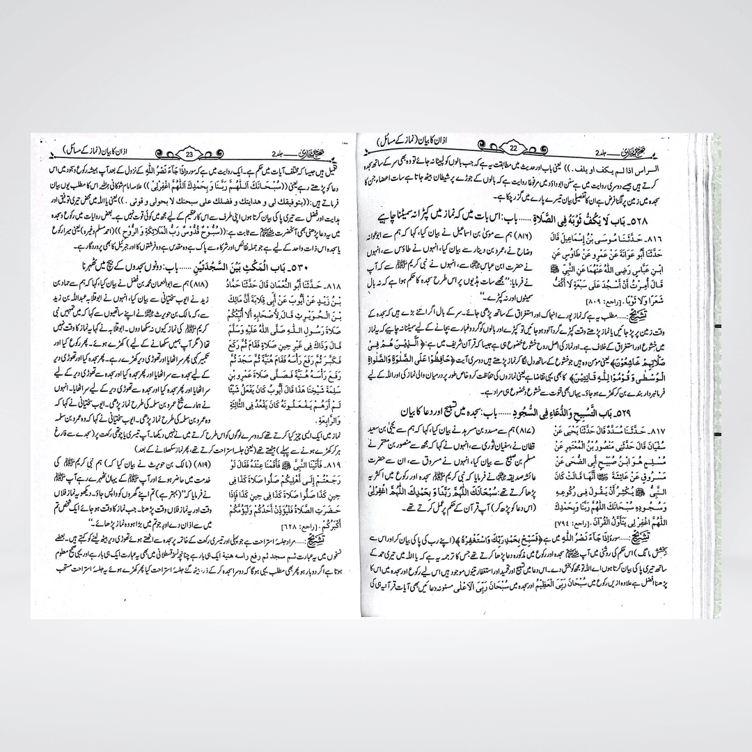 Sahih Bukhari Urdu back cover of a single volume with Maktaba Quddusia publisher mark
