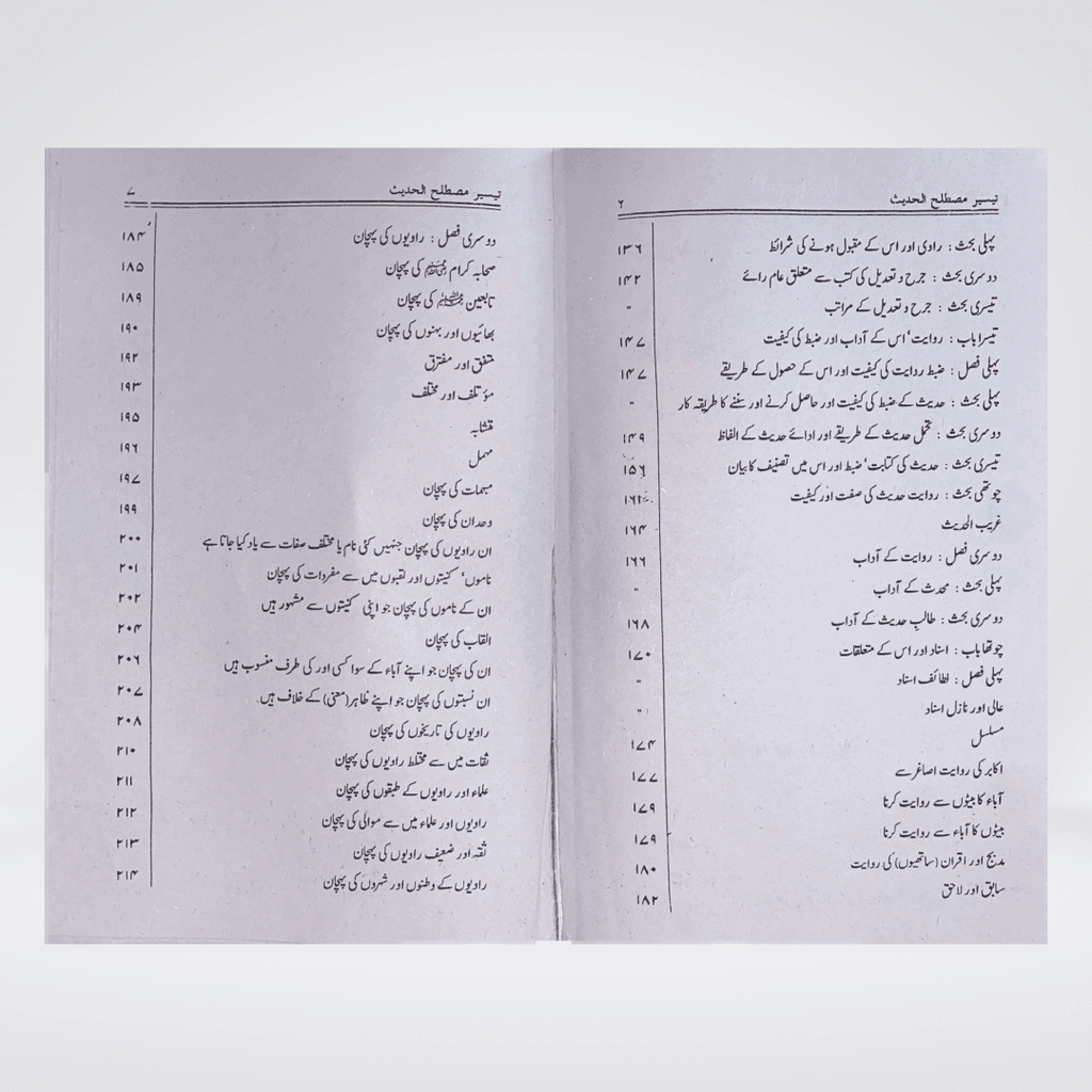 Taiseer Mustalih-ul-Hadith Urdu back cover with Maktaba Quddusia publisher details