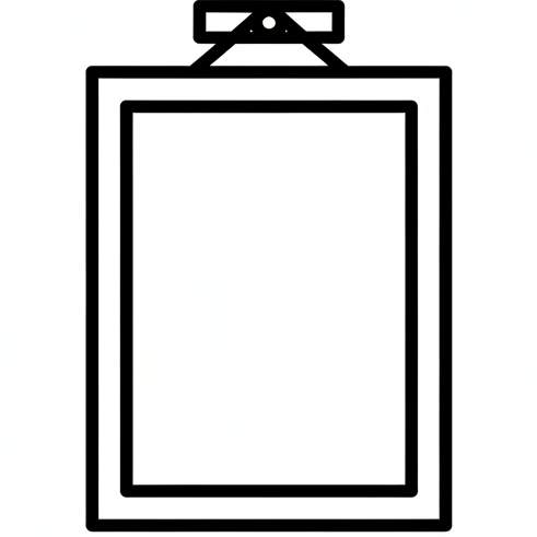An outline icon for a portrait wall frame
